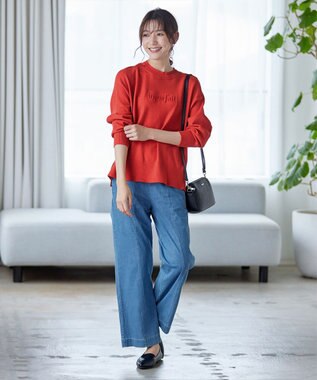 Tiaclasse 【洗える】エンボスロゴニットプルオーバー レッド