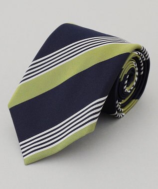 GOTAIRIKU 【日本製】シルク ネクタイ_ストライプ ネイビー系1