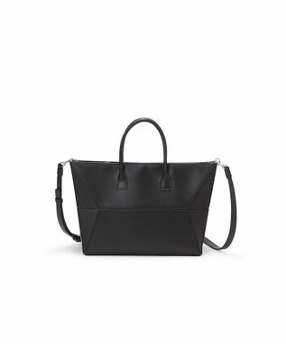 TOPKAPI 【TREASURE TOPKAPI】フェイクレザー ジオメトリック ショルダー付 トートバッグ ブラック