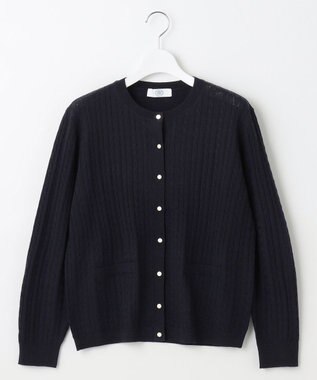 J.PRESS LADIES 【洗える】KNIT BASIC クルーネック カーディガン ネイビー系