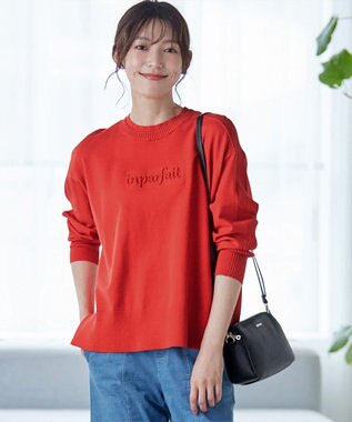 Tiaclasse 【洗える】エンボスロゴニットプルオーバー レッド