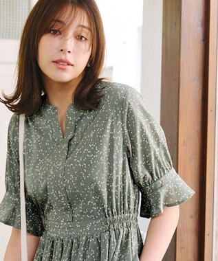 Tiaclasse 【洗える】キャンディースリーブ花柄ワンピース ミント