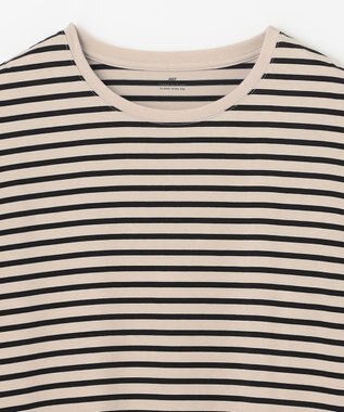 ANY L シャツテールロングスリーブＴシャツ ベージュ×ブラック