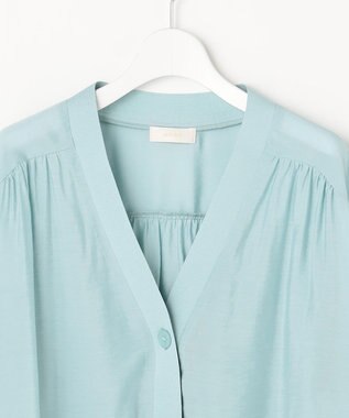 ANY SIS シアーギャザー カーディガン アイスブルー