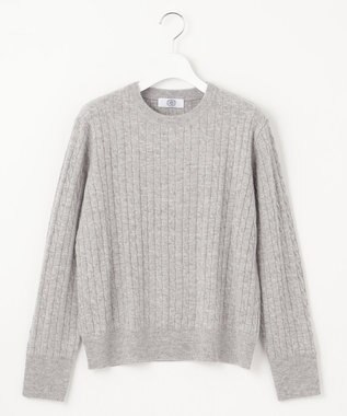 J.PRESS LADIES 【洗える】WOOL BLEND AIR ケーブル ニット ライトグレー系