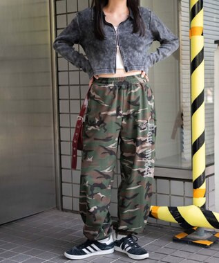 WEGO 【ウエストゴム】ラインストーンロゴスウェットパンツ 柄1