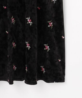 Feroux 刺繍入りベロアキャミソール ワンピース ブラック系