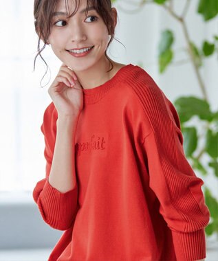 Tiaclasse 【洗える】エンボスロゴニットプルオーバー レッド