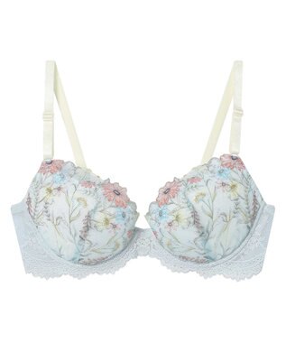 une nana cool バックスタイルまでかわいい Steppe Flower ワイヤーブラ グレイッシュブルー