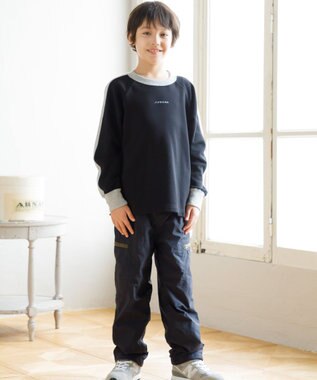 J.PRESS KIDS 【140-170cm】裏毛ラグラン ロゴトレーナー ブラック系