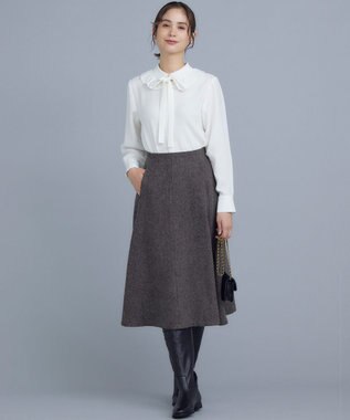組曲 シックツイード フレアスカート ダークブラウン系3