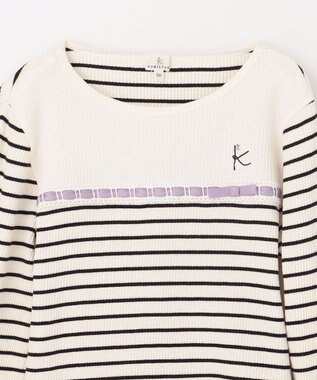 組曲 KIDS 【150-160㎝】レースボーダー トップス ブラック系1