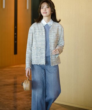 23区 【WEB&一部店舗限定】ビジューデザイン 2WAY ニット スカイブルー系