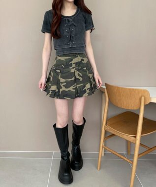 WEGO ヴィンテージライクレースアップT スミクロ