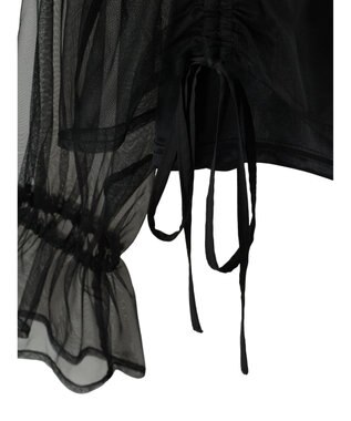 Green Parks ・ＥＬＥＮＣＡＲＥ　ＤＵＥ　チュールギャザーブラウス Black