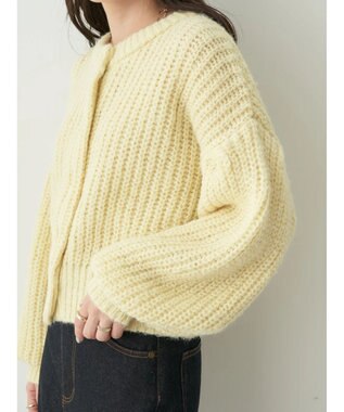 earth music&ecology ヘアリーショートニットカーディガン Light Yellow