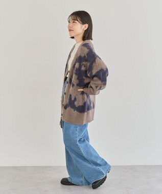 Green Parks アニマル柄カーディガン Charcoal Gray