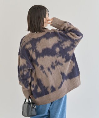 Green Parks アニマル柄カーディガン Charcoal Gray