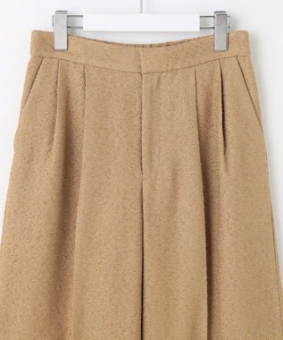 自由区 L 【17号サイズまで展開・SHIHOさん着用】ブライトリングツイード2タッククロップド パンツ ベージュ