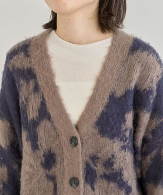 Green Parks アニマル柄カーディガン Charcoal Gray