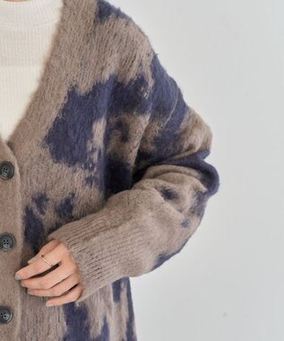 Green Parks アニマル柄カーディガン Charcoal Gray