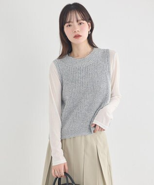 earth music&ecology クルーネックニットベスト Gray