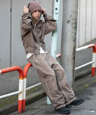 WEGO 【ユニセックス着用ITEM/ウエストゴム】スウィッチングスウェットパンツ ブラウン