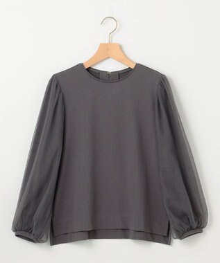 組曲 L ミニ裏毛チュールスリーブ カットソー チャコールグレー系