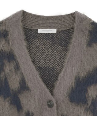 Green Parks アニマル柄カーディガン Charcoal Gray