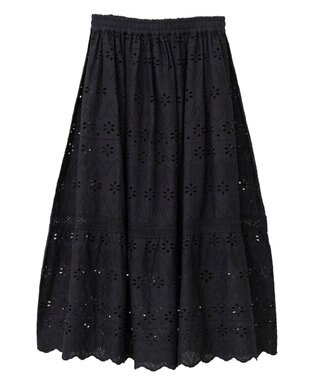 earth music&ecology シフリー刺繍スカート Black