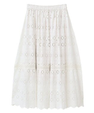 earth music&ecology シフリー刺繍スカート Ivory