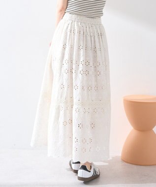 earth music&ecology シフリー刺繍スカート Ivory