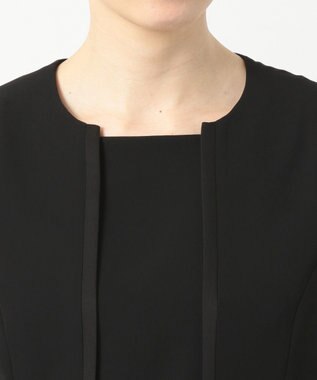 自由区 FORMAL 【洗える/縦横ストレッチ】セオプラスエス横二重ジャケット＋ワンピース ブラック系