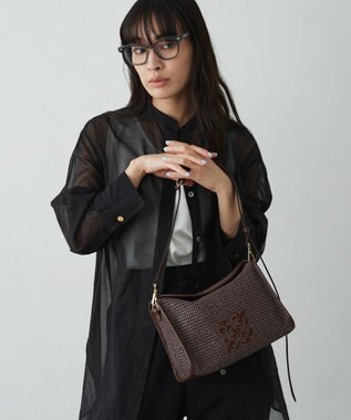 russet ナイロンラフィアショルダーバッグ(CE-1713) D.Brown