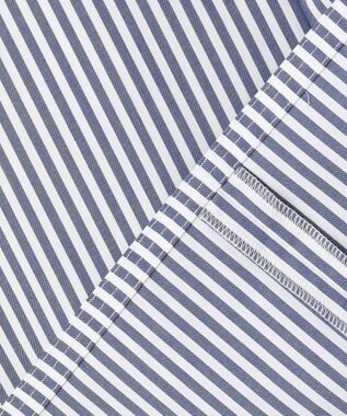 #Newans 【洗濯機可】ステッチデザインリボンタイブラウス ネイビーストライプ