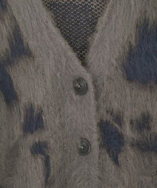 Green Parks アニマル柄カーディガン Charcoal Gray
