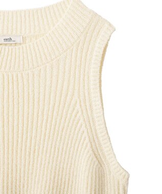 earth music&ecology クルーネックニットベスト Ivory