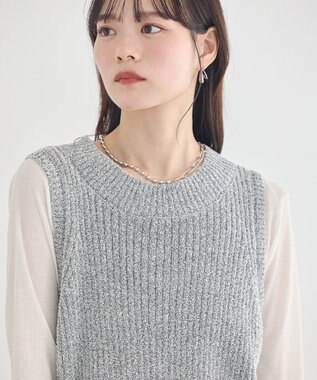 earth music&ecology クルーネックニットベスト Gray