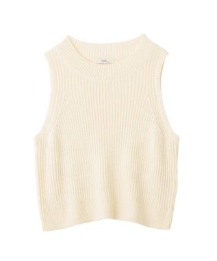 earth music&ecology クルーネックニットベスト Ivory