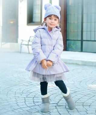 ANY KIDS フェイクムートンリボンブーツ グレー