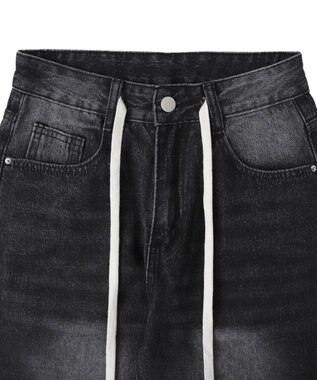 WEGO ドロストコードデニムパンツ ブラック