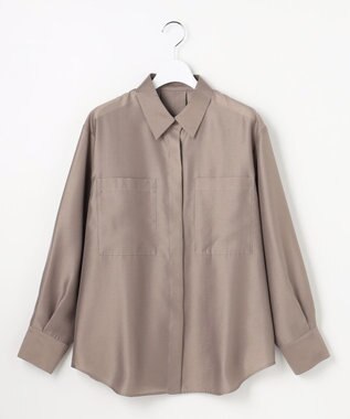自由区 L シャイニーオーガンジーシアー シャツ カーキ