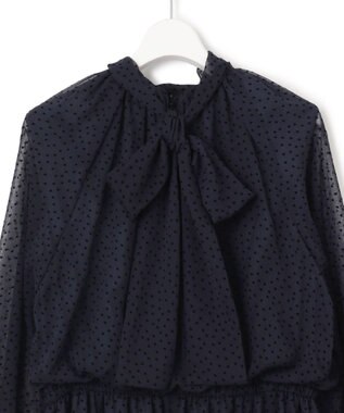 23区 S 【APPLAUDIR】シアードットフロッキー ドレス ネイビー系