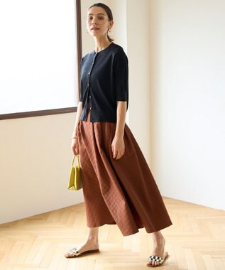 UNFILO エンボスフレアスカート ブラウン