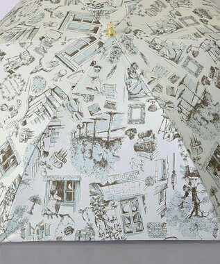 AURORA 【 Beaurance （ビューランス）】サマーシールド プリント夢が棲む場所　晴雨兼用傘（折りたたみ傘） ミントグリーン