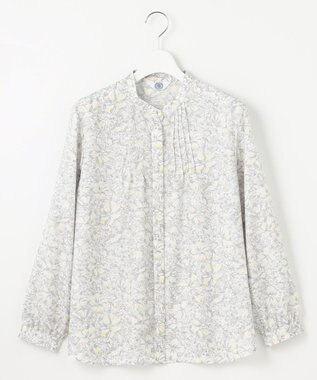 J.PRESS LADIES 【洗える】ポリエチレンスパンブロードフラワープリント ブラウス オフホワイト×イエロー系