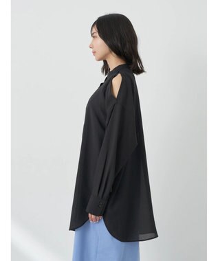 earth music&ecology ショルダースリットシャツ Black