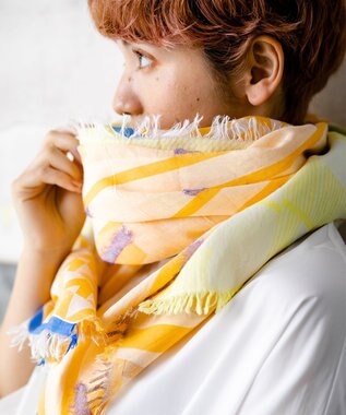 POLS コットン・キュプラ FUSAスカーフ オレンジ