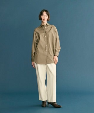 #Newans 【洗濯機可】ロールアップカフスシャツ カーキ