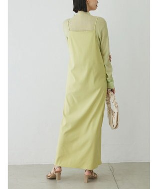 Green Parks AnriettMusee ラメ切替スリーブリブシアーニット Lime Green